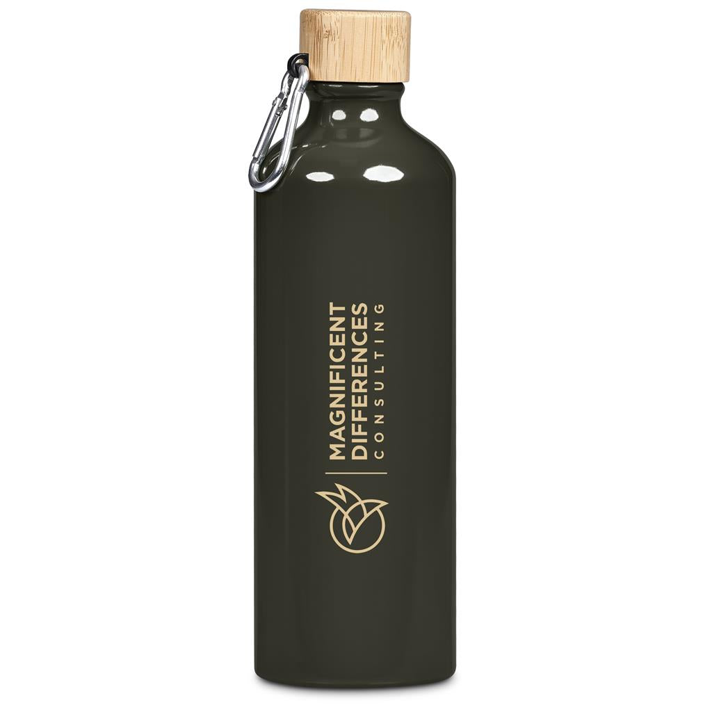 Serendipio Origen Aluminium & Bamboo Water Bottle – 750ml - MILITARY GREEN