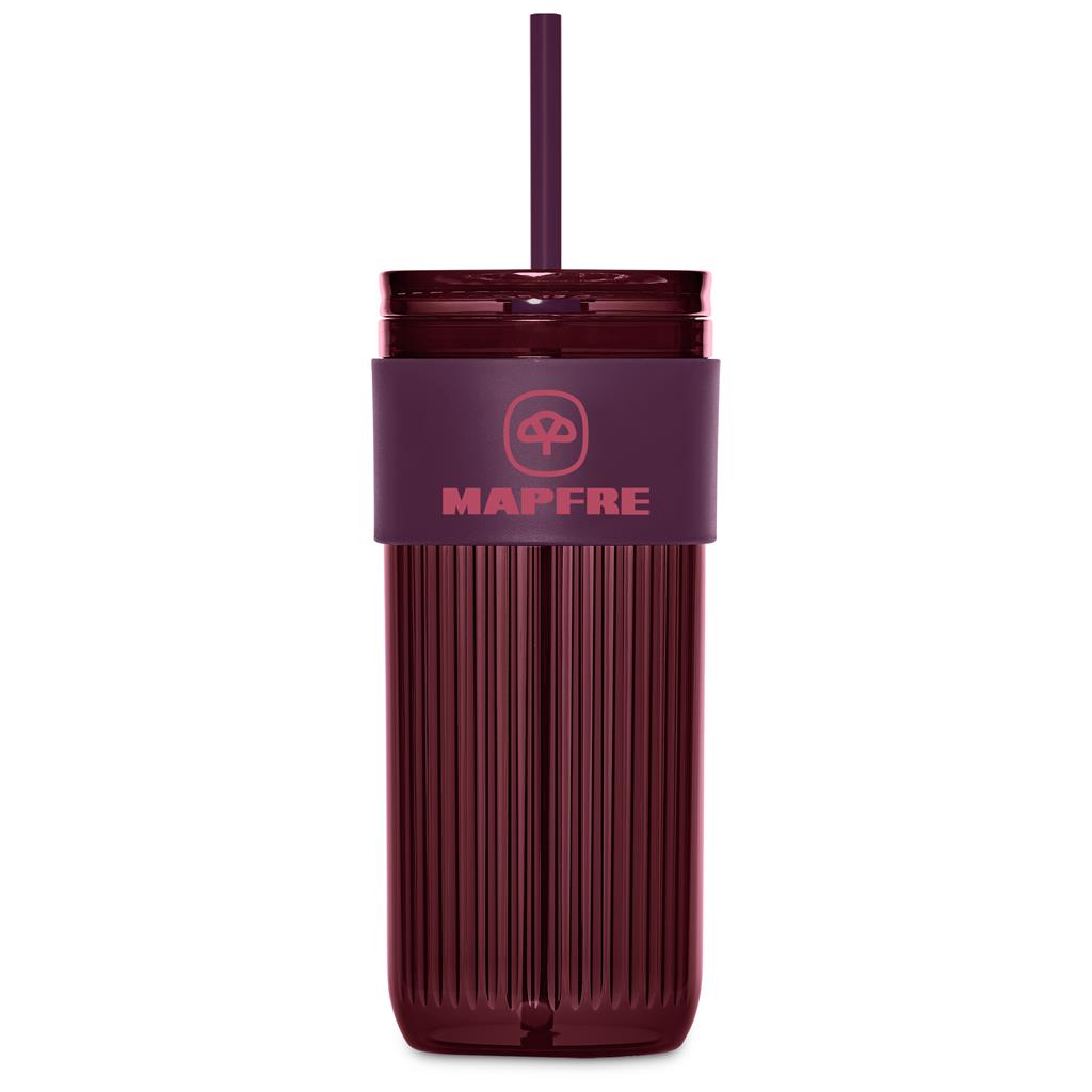 Serendipio Mayfair Plastic Tumbler & Straw – 650ml - MAROON