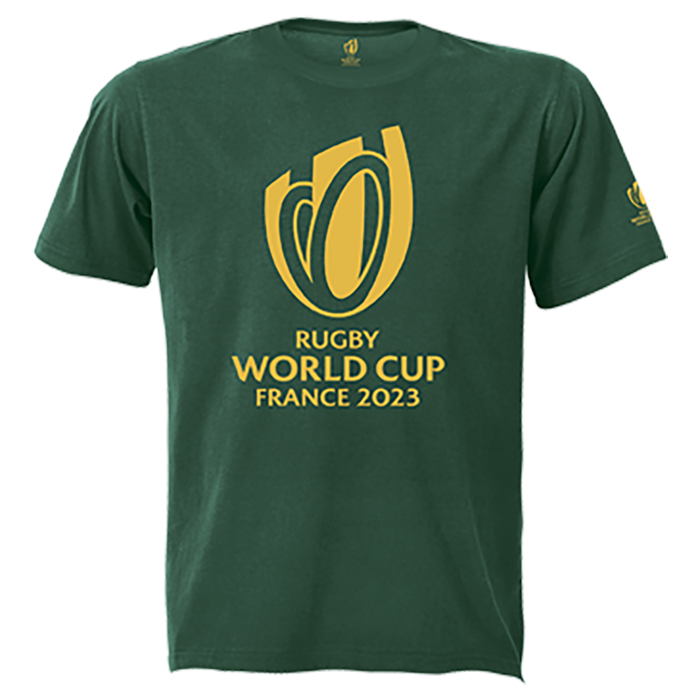 160g Single Jersey RWC 2023 Tee Gold Trophy Print Mens - Bottle Green