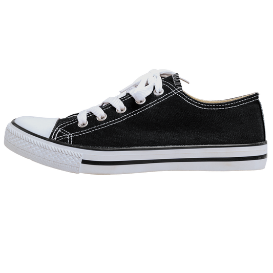 Barron Canvas Lace Up Shoe - Black/White