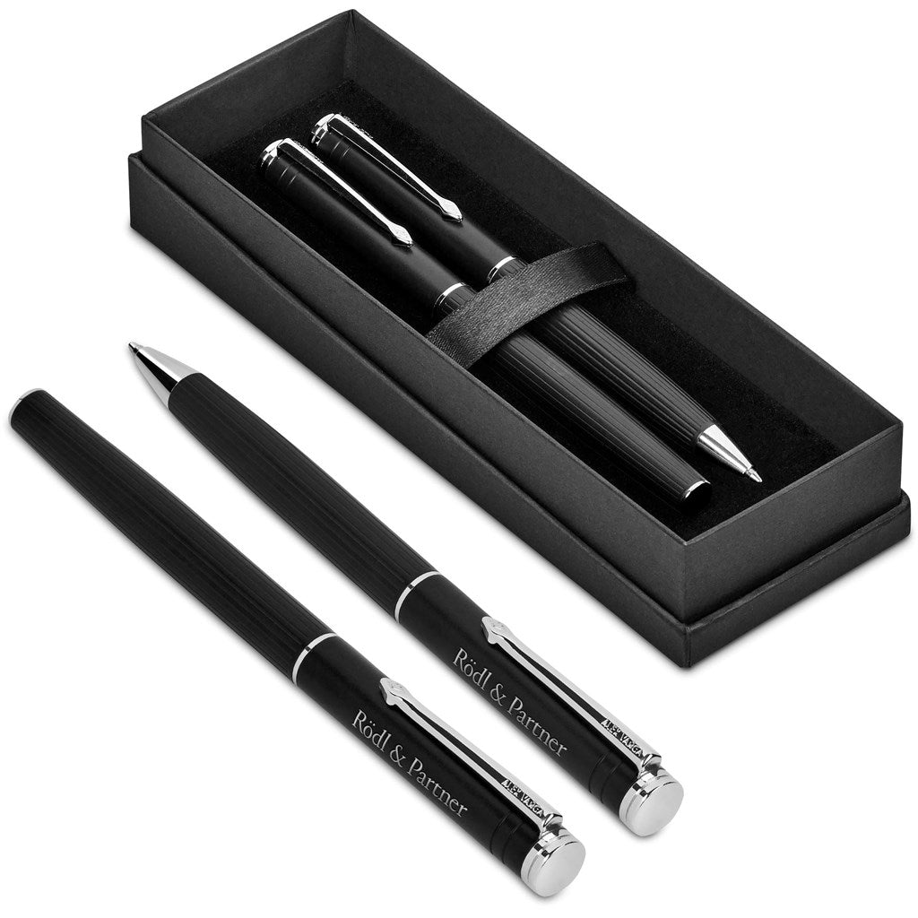 Alex Varga Mollino Ball Pen & Rollerball Set - BLACK