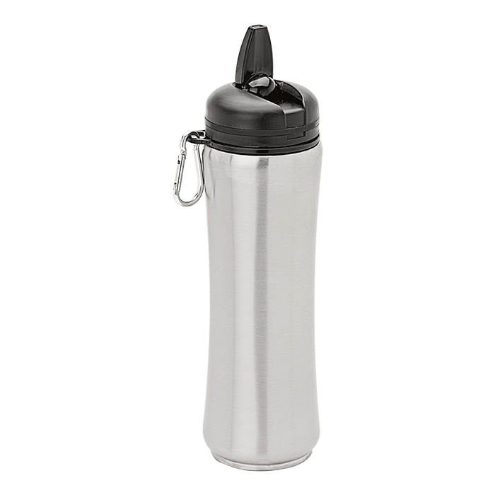 750ml Stainless Steel Bottle with Carabiner - Silver