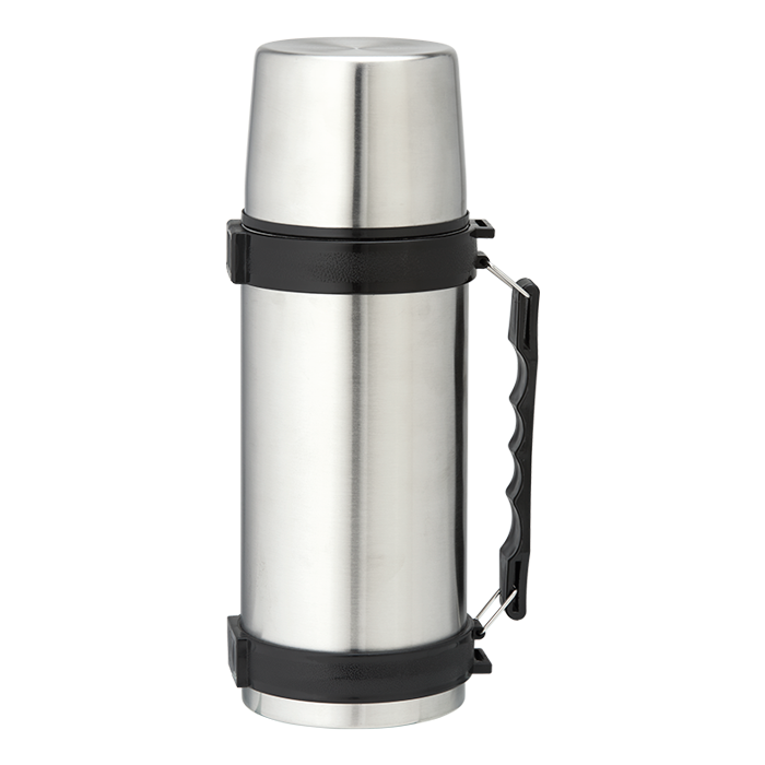 1l Stainless Steel Travel Flask with Carry Handle - Silver