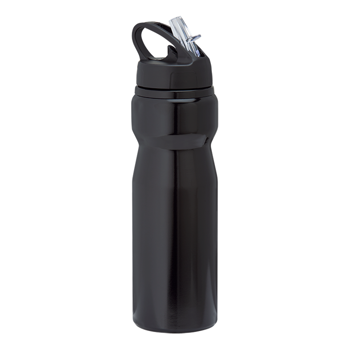 750ml Aluminium Water Bottle with Carry Handle - Black