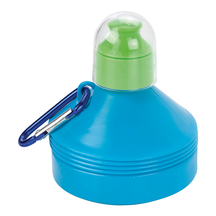600ml Collapsible Water Bottle with Carabiner Clip - Pale Blue