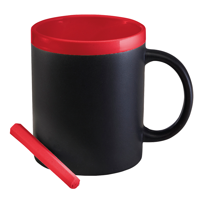 300ml Stoneware Chalk Board Mug - Red
