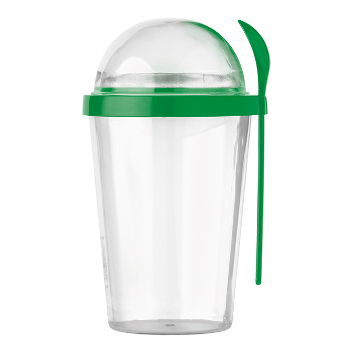 450ml Dual Compartment Breakfast Mug with Spoon - Pale Green