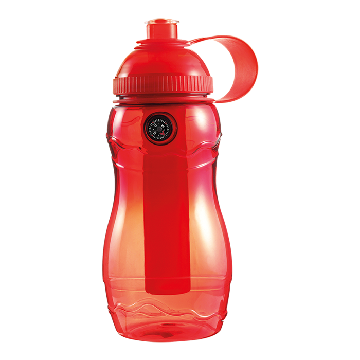 400ml Water Bottle with Freezer Stick and Compass - Red