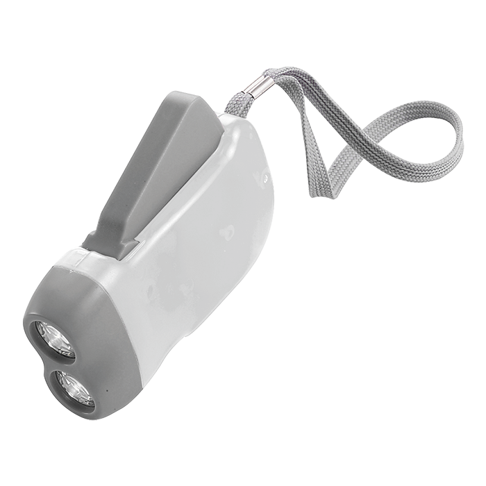 Dynamo Torch with 2 LED Lights - Silver
