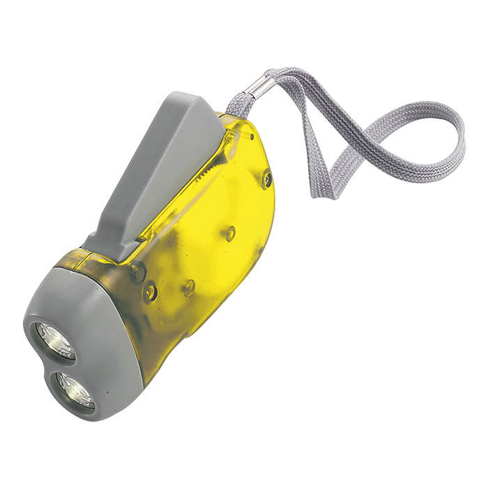 Dynamo Torch with 2 LED Lights - Yellow