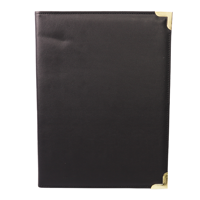 A4 Folder with Metallic Corners - Black
