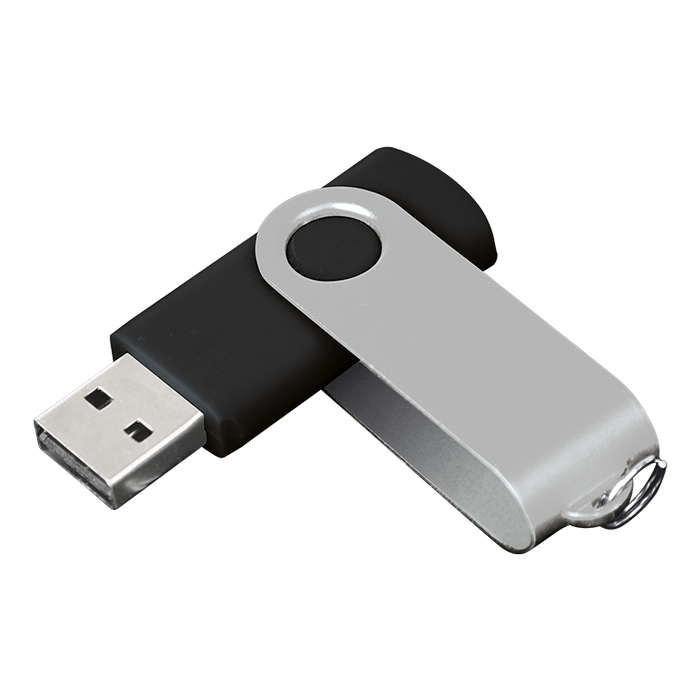 8GB Swivel USB Drive - Black/Silver