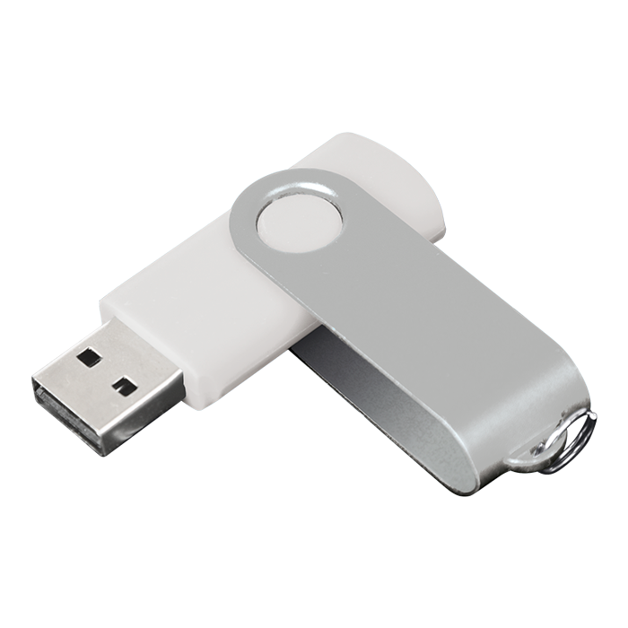 8GB Swivel USB Drive - White/Silver