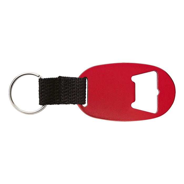 Web Strap Bottle Opener Keychain - Red