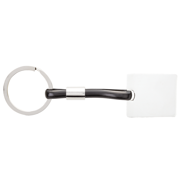 Shiny Nickel Keychain with Translucent Strap - Black