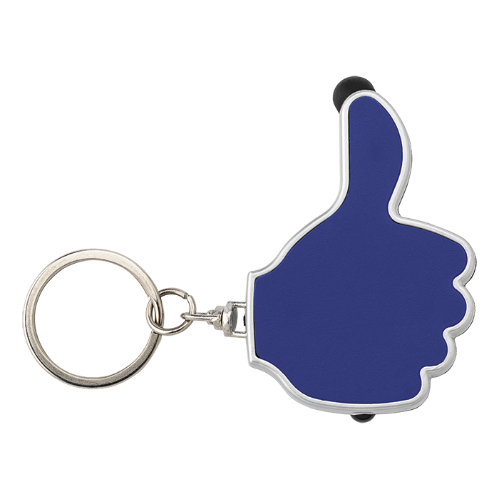 3 in 1 Thumbs Up Keychain with Stylus and LED Light - Blue