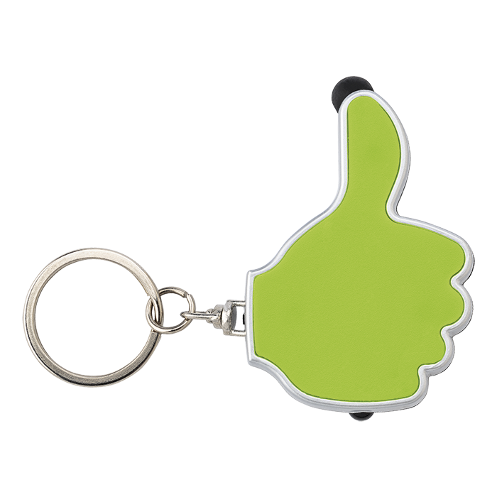 3 in 1 Thumbs Up Keychain with Stylus and LED Light - Light Green