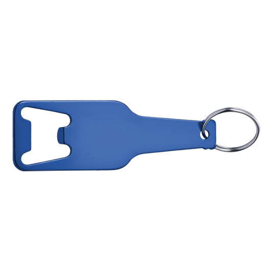 Bottle Shaped Keychain With Opener - Cobalt Blue
