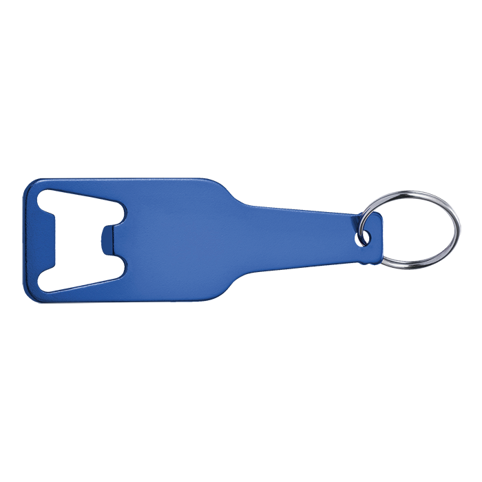 Bottle Shaped Keychain With Opener - Cobalt Blue