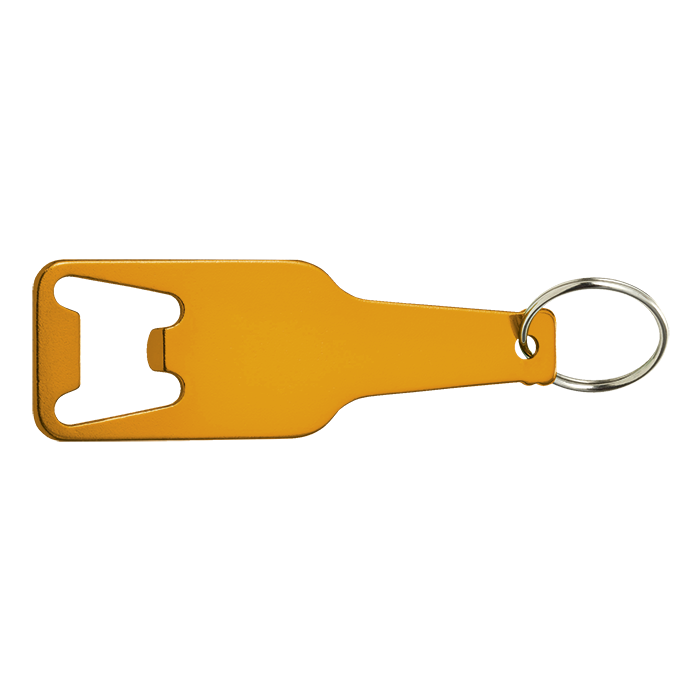 Bottle Shaped Keychain With Opener - Yellow