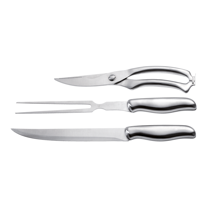 Carving Set in Aluminium Case - Silver