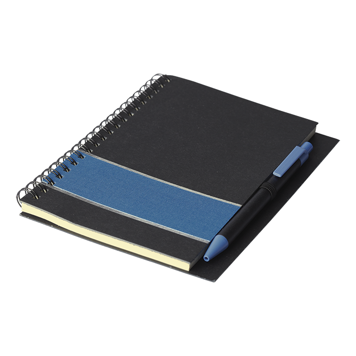 Coloured Stripe Notebook with Pen - Blue