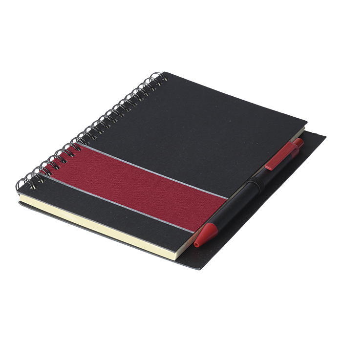 Coloured Stripe Notebook with Pen - Red