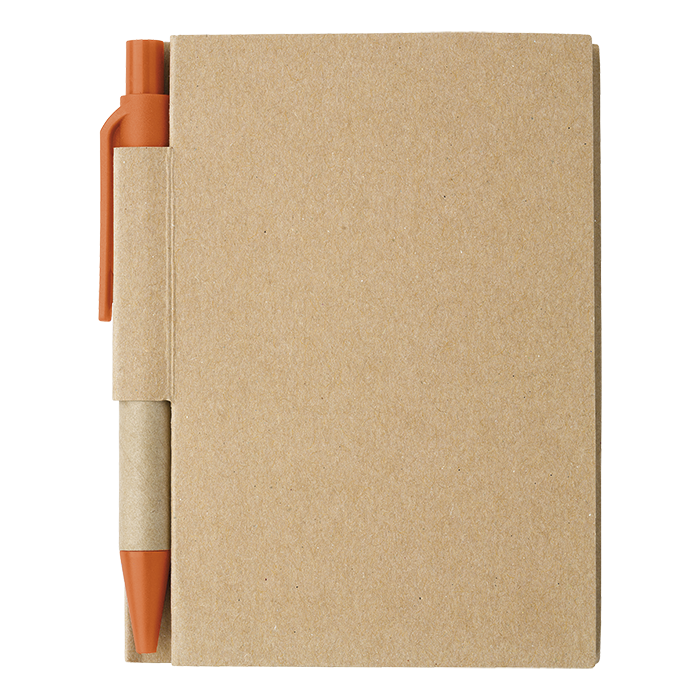 Mini Recycled Notebook and Pen - Orange