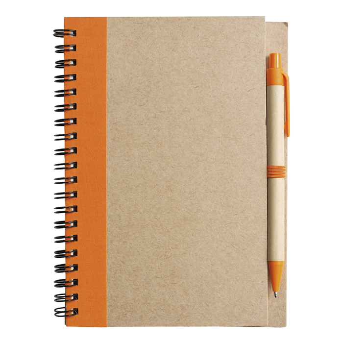 Recycled Spiral Notebook and Pen - Orange