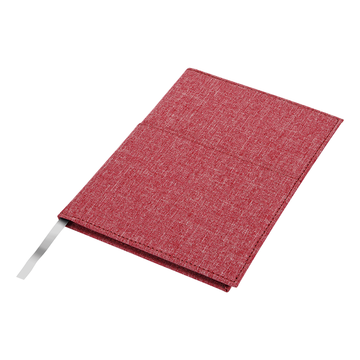A5 Melange Notebook With Front Pocket - Red Melange