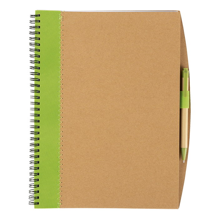 Recycled Cardboard Notebook With Pen - Lime