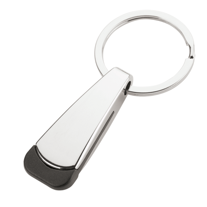 Tear Shaped Chrome Keychain - Black