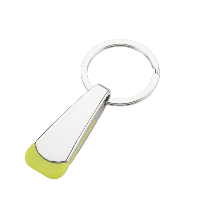 Tear Shaped Chrome Keychain - Green