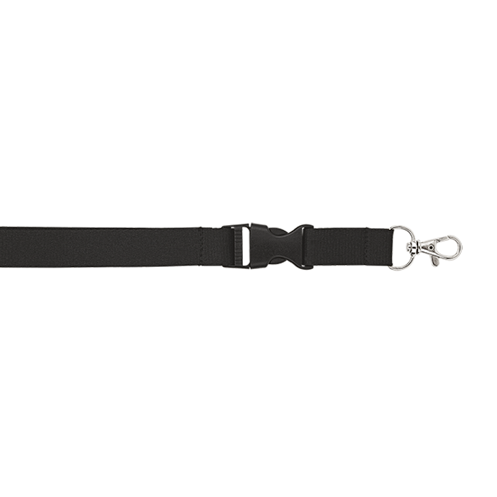 Woven Lanyard with Plastic Buckle - Black