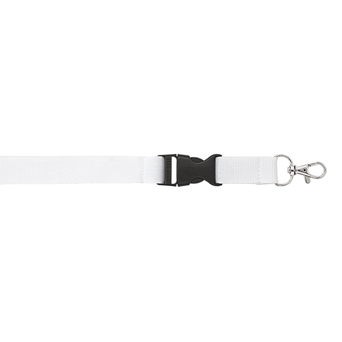 Woven Lanyard with Plastic Buckle - White