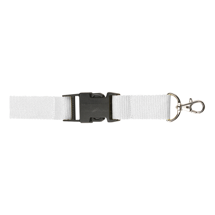 Lanyard with Safety Release Clip - White