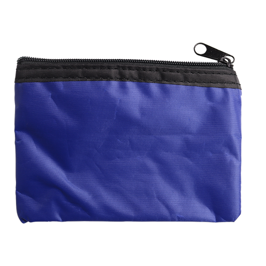 Zippered Pouch with Split Ring - Blue