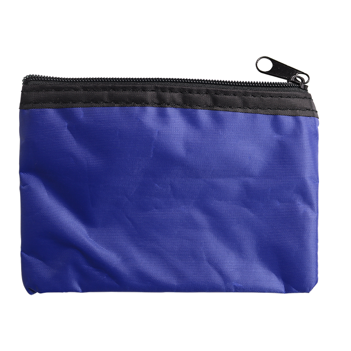 Zippered Pouch with Split Ring - Blue