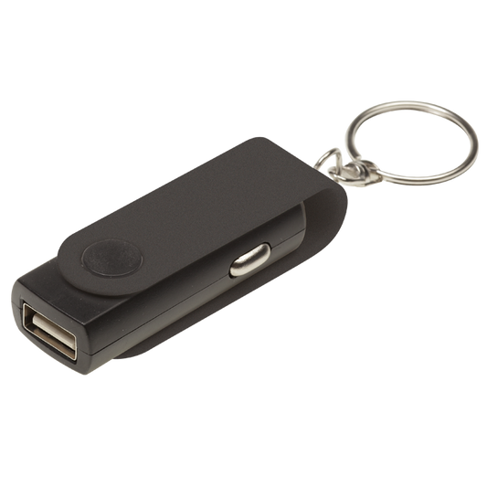Swivel Phone Car Charger Keychain - Black
