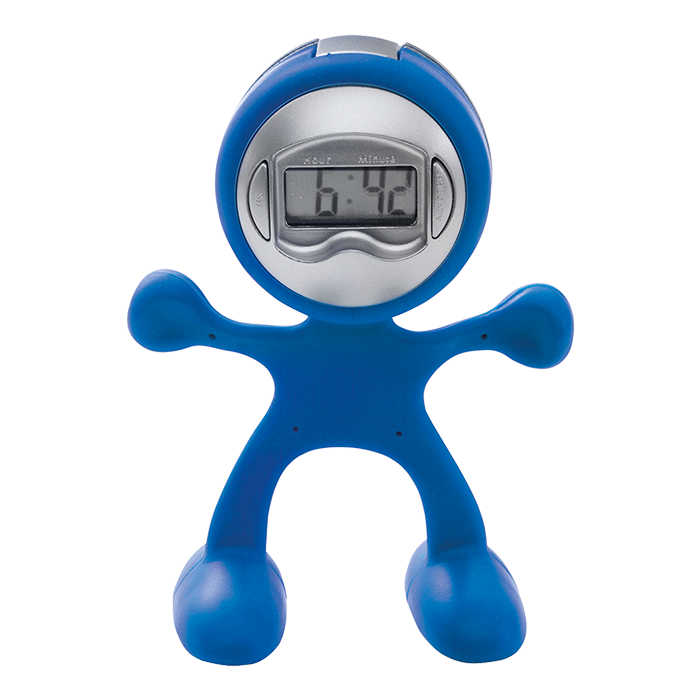 Man Shaped Alarm Clock with Memo Holder - Cobalt