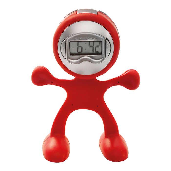 Man Shaped Alarm Clock with Memo Holder - Red