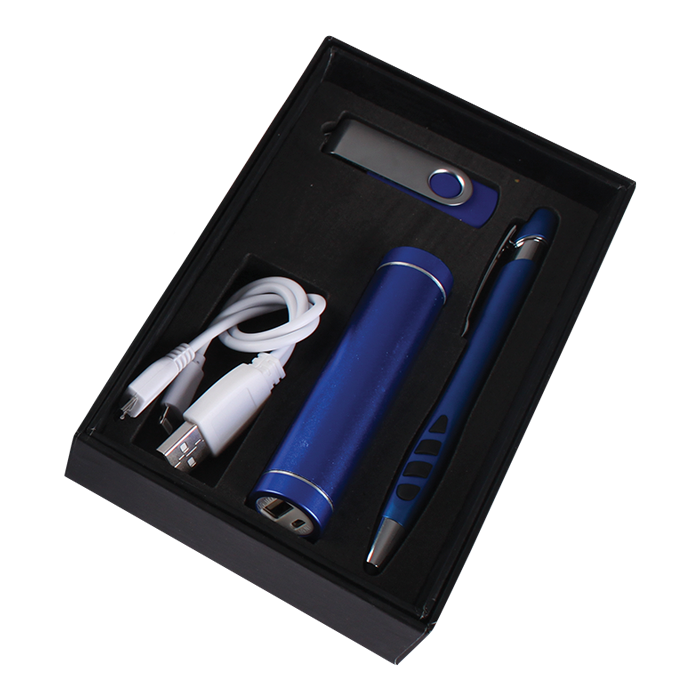 Powerbank USB and Stylus Pen Gift Set - Blue