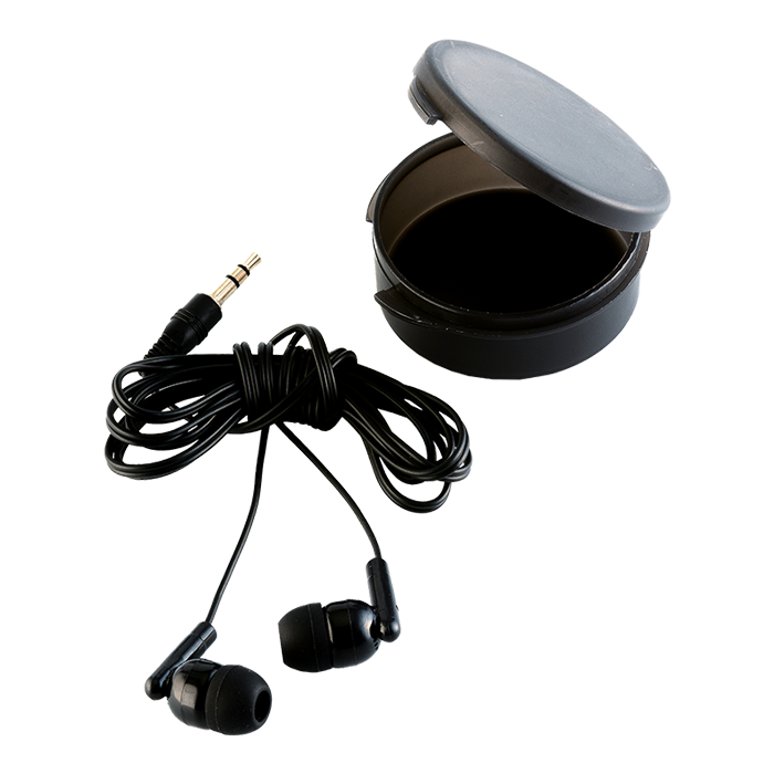 Earphones in Round Case - Black