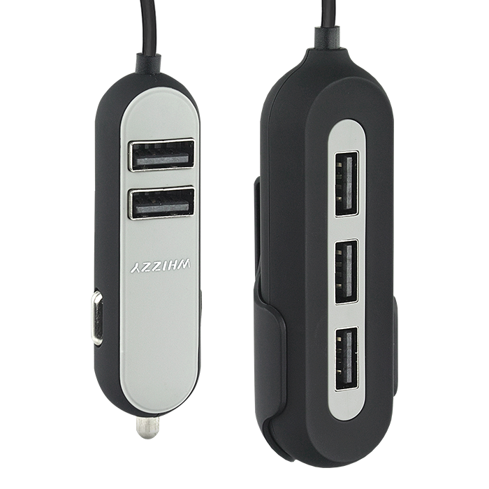 Whizzy 5 Port USB Car Charger - Black