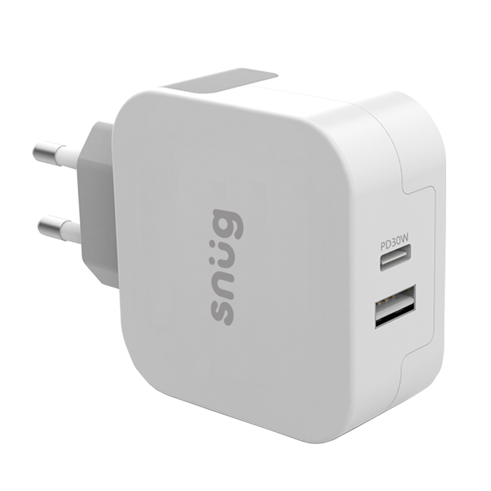 Snug Wall Charger PD 30W Two Ports - White