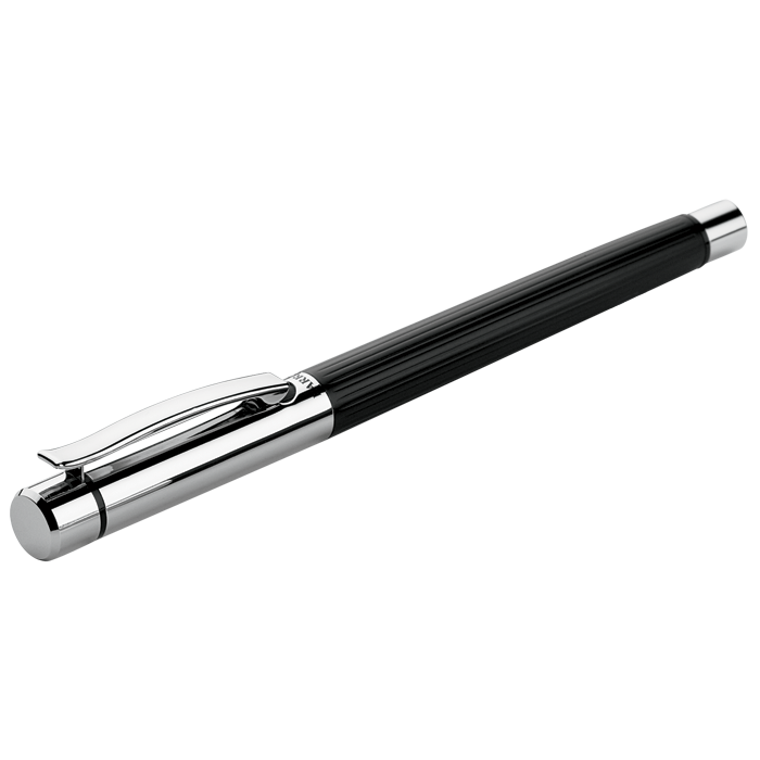 Brass Rollerball Pen with Columned Barrel - Black