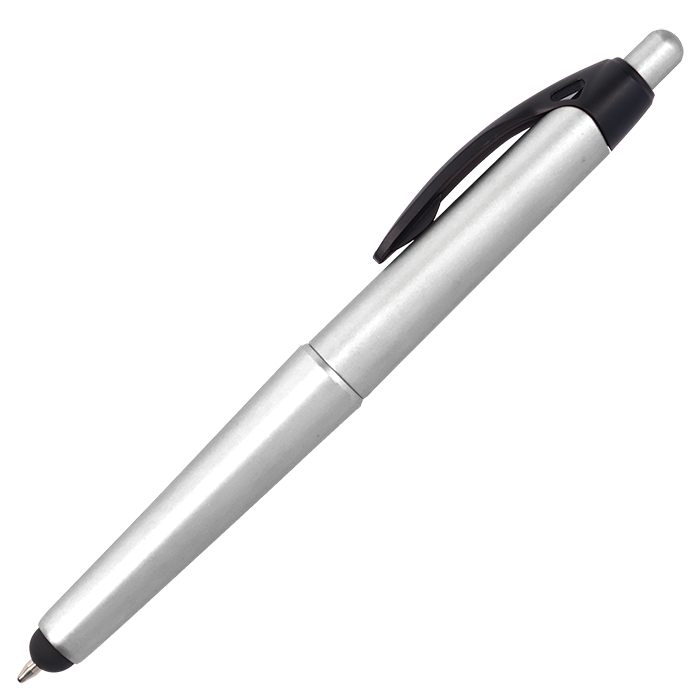 Tip Through Stylus Ballpoint Pen - Silver
