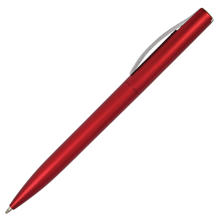 Silver Clip Metallic Ballpoint Pen - Red