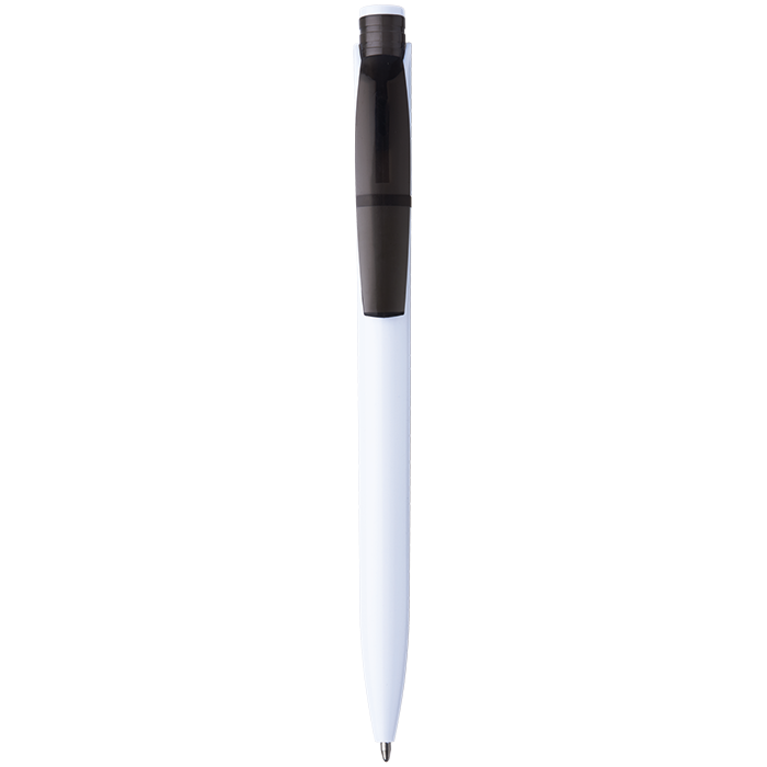 Coloured Translucent Clip Ballpoint Pen - Black