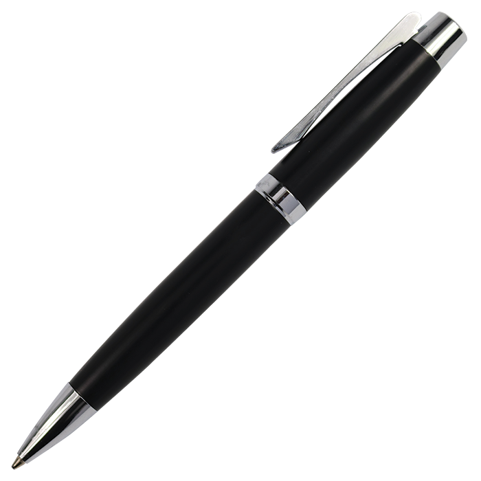 Square Clip Brass Ballpoint Pen - Black